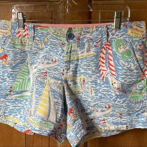 LILLY PULITZER Callahan Shorts 10 Sail Boat Print